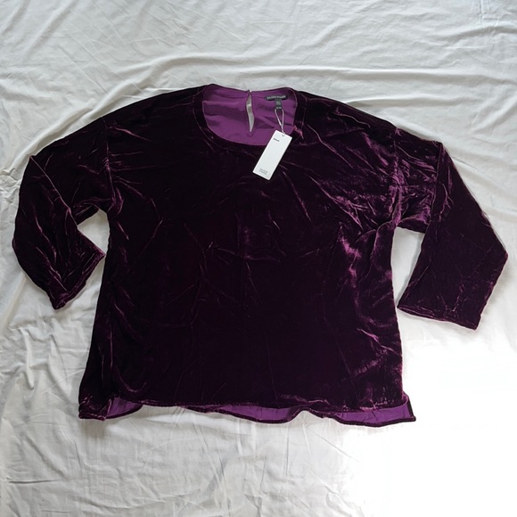 NWT Eileen Fisher XL, deep plum, drape Velvet top, New - Picture 5 of 12